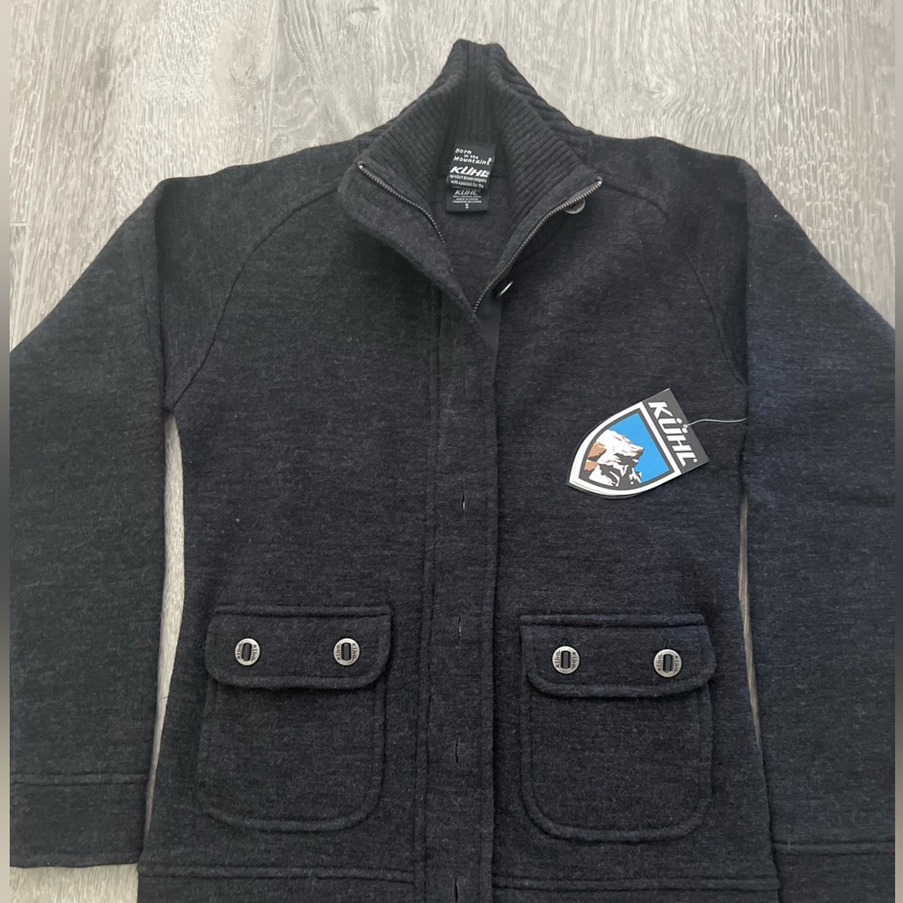 Women's Black Wool-Blend Zip Cardigan Jacket